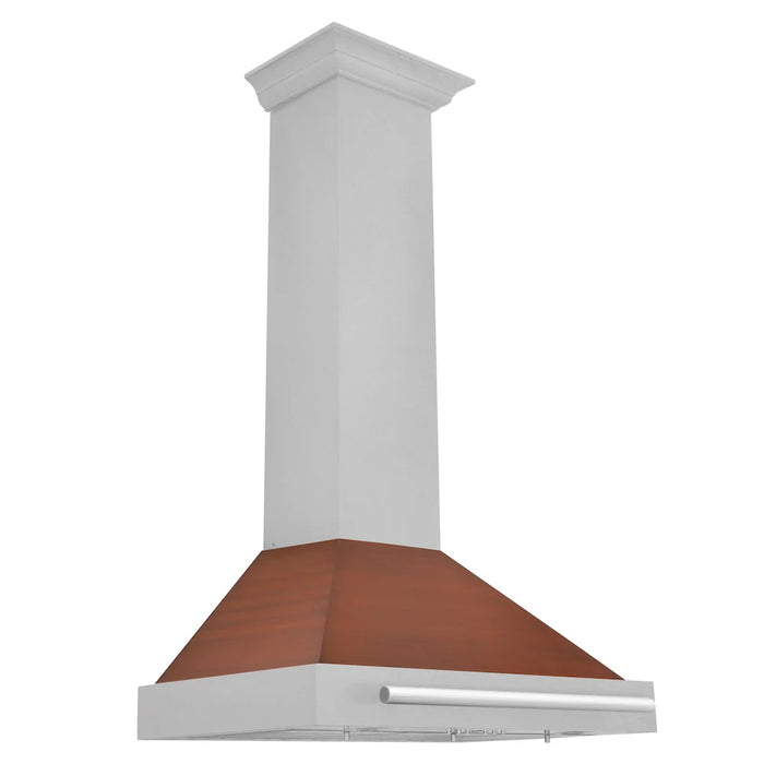 ZLINE Convertible Satin Stainless Steel Wall Mount Range Hood, Copper Shell, Stainless Steel Handle KB4SNX-C