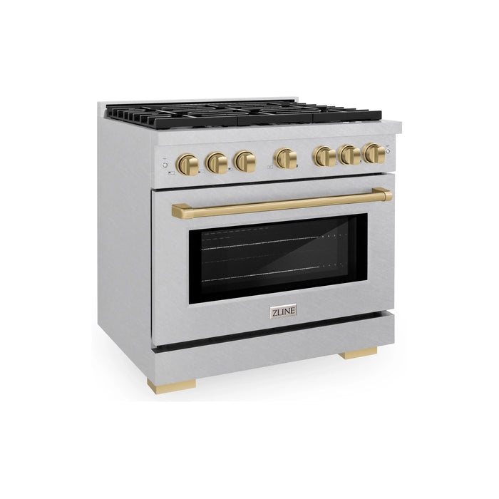 ZLINE 36"Paramount Dual Fuel Range DuraSnow® Champagne Bronze SDRSZ-36-CB