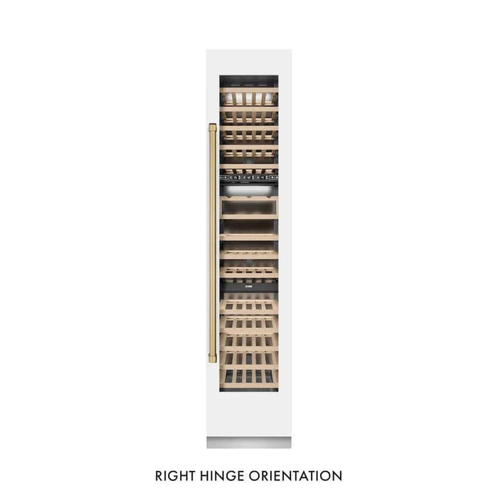 ZLINE 18"Triple Zone 68 Bottle Right Hinge Column Wine Cooler, White Matte Stainless Steel Champagne Bronze RCWVRZ-WM-18-CB