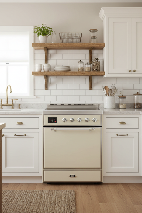 ILVE Majestic II 30" Induction Range Antique White Chrome Trim UMI30QNE3AWC