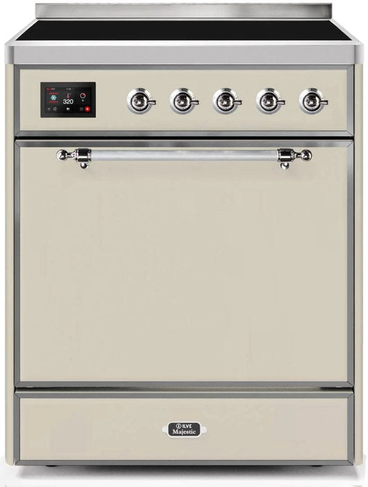 ILVE Majestic II 30" Induction Range Antique White Chrome Trim UMI30QNE3AWC