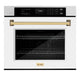 ZLINE 30"Professional True Convection Single Wall Oven, Air Fry, Self Clean, DuraSnow® White Matte, Gold WASSZ-WM-30-G