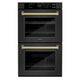 ZLINE 30"Professional True Convection Double Wall Oven, Air Fry, Self Clean Black Stainless Steel, Champagne Bronze WADBZ-30-CB