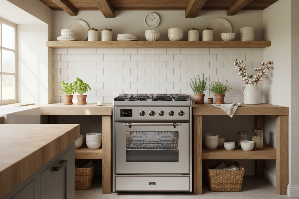 ILVE Majestic II 30" Liquid Propane Dual Fuel Range Stainless Steel Bronze Trim UM30DNE3SSBLP