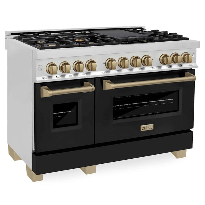 ZLINE 48" Autograph Dual Fuel Range, Black, Bronze, RAZ-BLM-48-CB