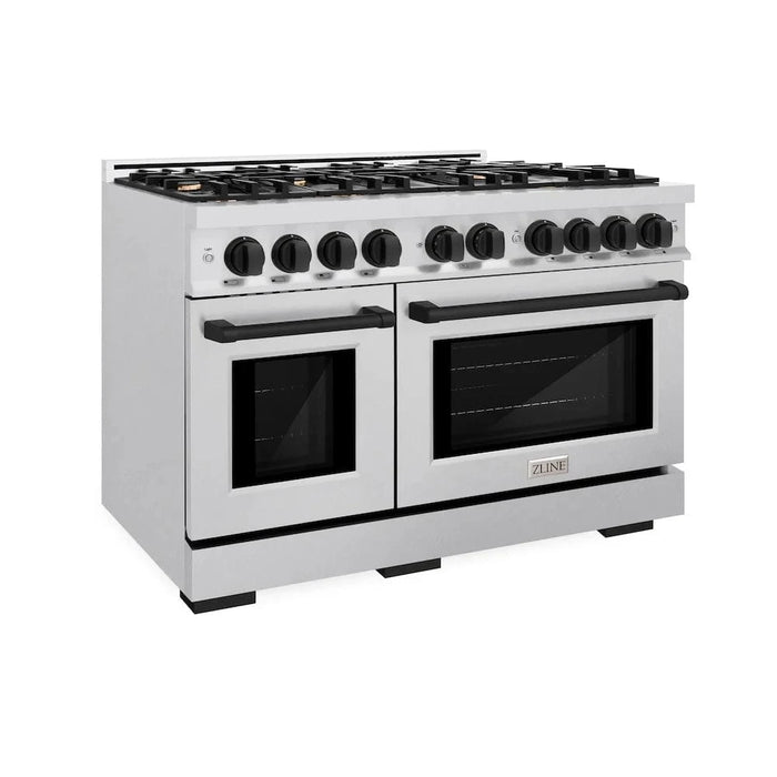 ZLINE 48" Select Gas Range Convection Gas Oven DuraSnow® Stainless Steel Matte Black HGRSZ-48-MB