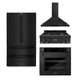 ZLINE Kitchen Package Refrigerator, Rangetop, Rangehood, Wall Oven, 4KPR-RTBRH30-AWS