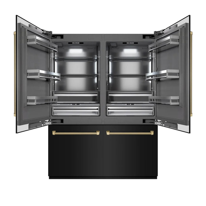 ZLINE Autograph Edition 60" French Door Built-In Bottom Freezer Refrigerator, Water Dispenser, Ice Maker, Black Stainless Steel, Graphite Gray Interior, Helix Handles GRBIVZ-BS60KCB