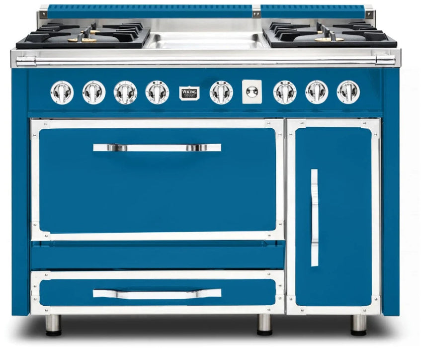 VIKING Tuscany Series 48" Dual Fuel Range Griddle, Alluvial Blue TVDR4814GAB