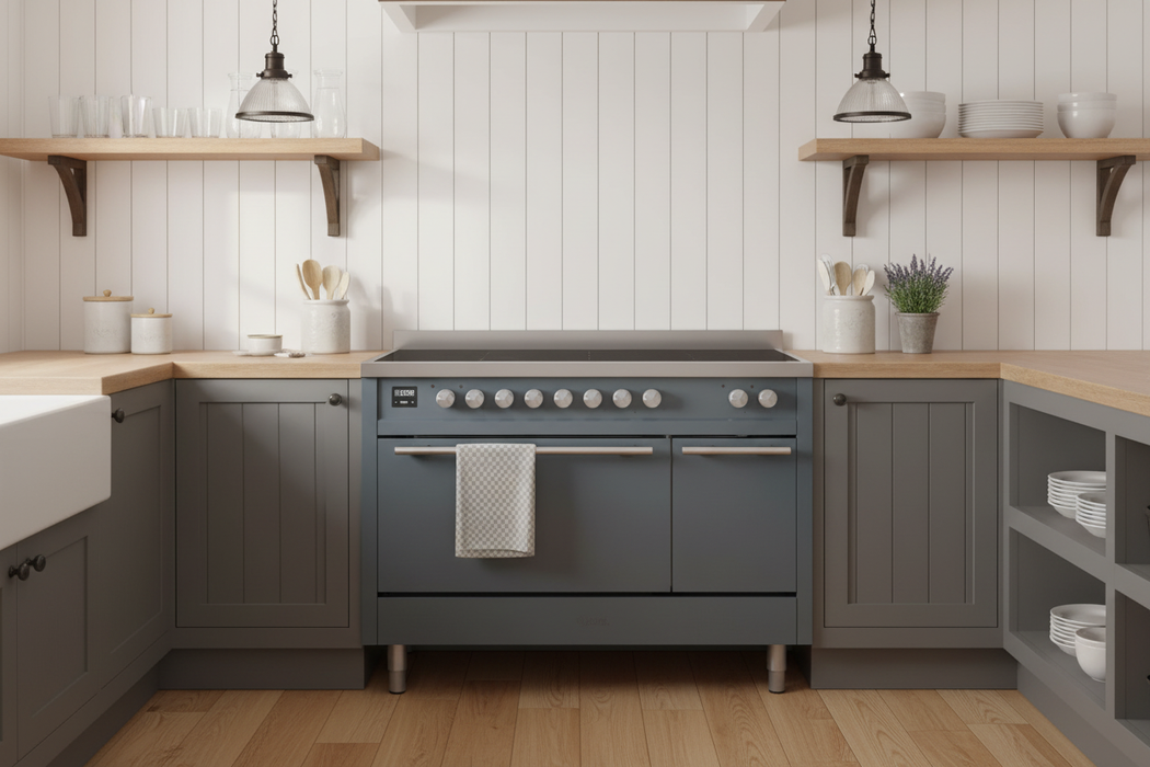 ILVE 48"Professional Plus Induction Range, Blue Grey UPI486QMPBG