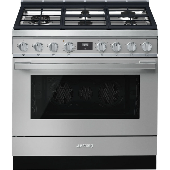 SMEG 36" Freestanding Professional Dual Fuel Range, CPF36UGMX