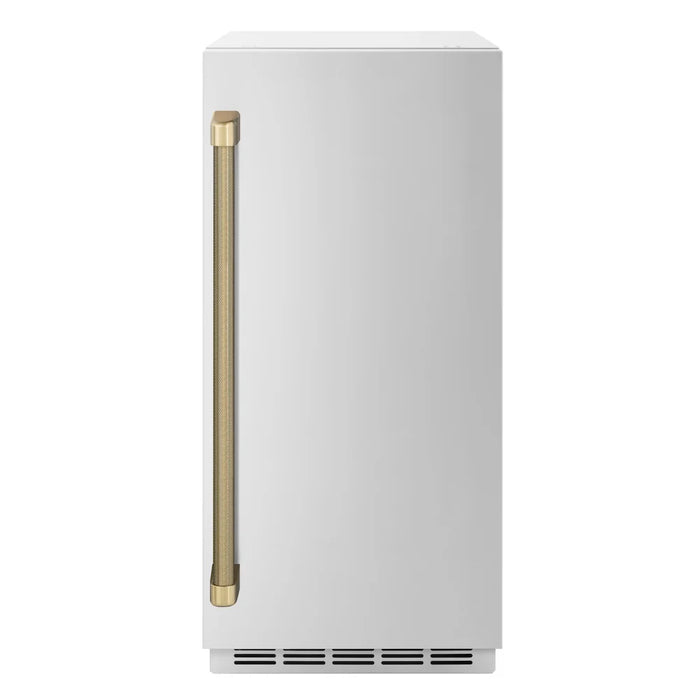 ZLINE Autograph Edition 15" Touchstone Gourmet Ice Maker, Drain Pump, Stainless Steel Door, Helix Handle IGMDZ-ST-15-KCB