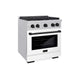 ZLINE 30"Paramount Dual Fuel Range DuraSnow® White Matte, Matte Black SDRSZ-WM-30-MB