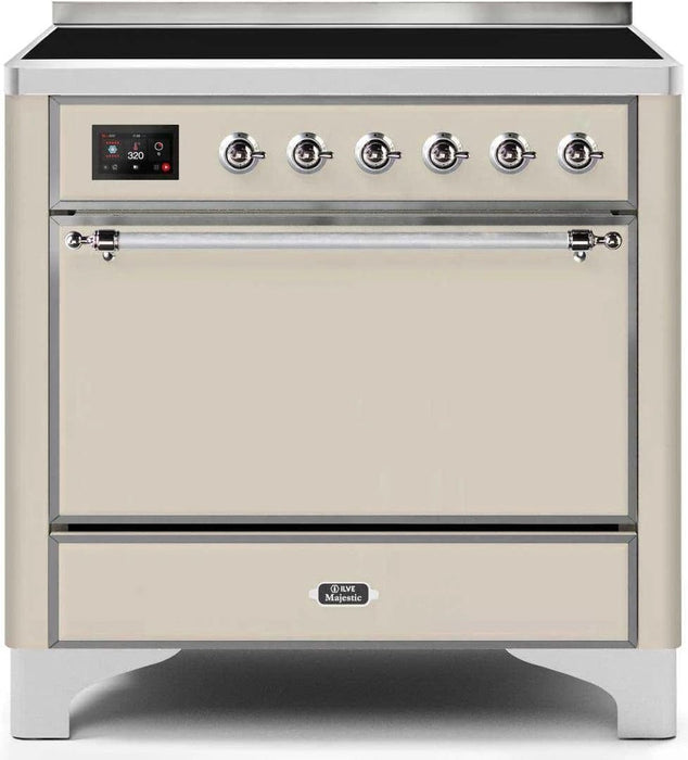 ILVE Majestic 36" Induction Range Antique White Chrome Trim UMI09QNS3AWC