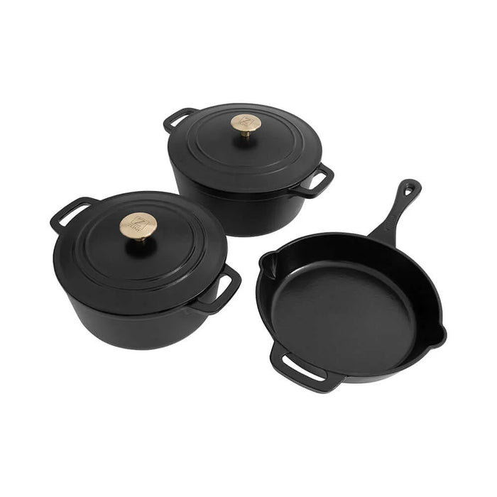 ZLINE 5-Piece Enameled Cast Iron Cookware Set, Black Matte CWSETS-BLM-5