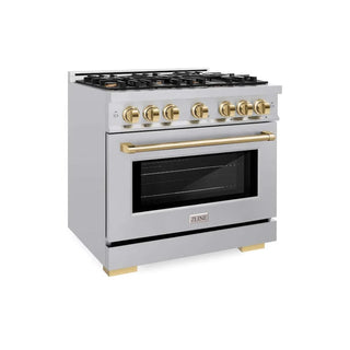 ZLINE 36" Select Gas Range Convection Gas Oven Stainless Steel Gold HGRZ-36-G