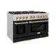ZLINE 48" Select Gas Range Convection Gas Oven Stainless Steel Black Matte Doors Champagne Bronze HGRZ-BLM-48-CB