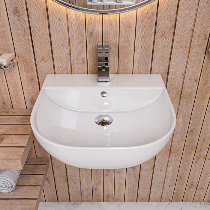 ALFI brand 20" White D-Bowl Porcelain Wall Mounted Bath Sink AB110
