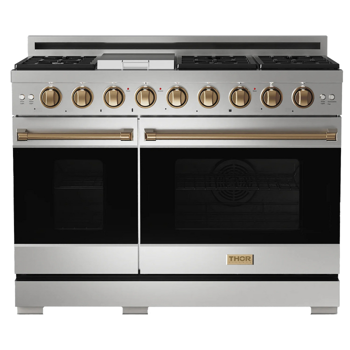 Gordon Ramsay by THOR Kitchen 48"Professional Propane Gas Range, Stainless Steel, Bronze, RSG48ELP-BRZ