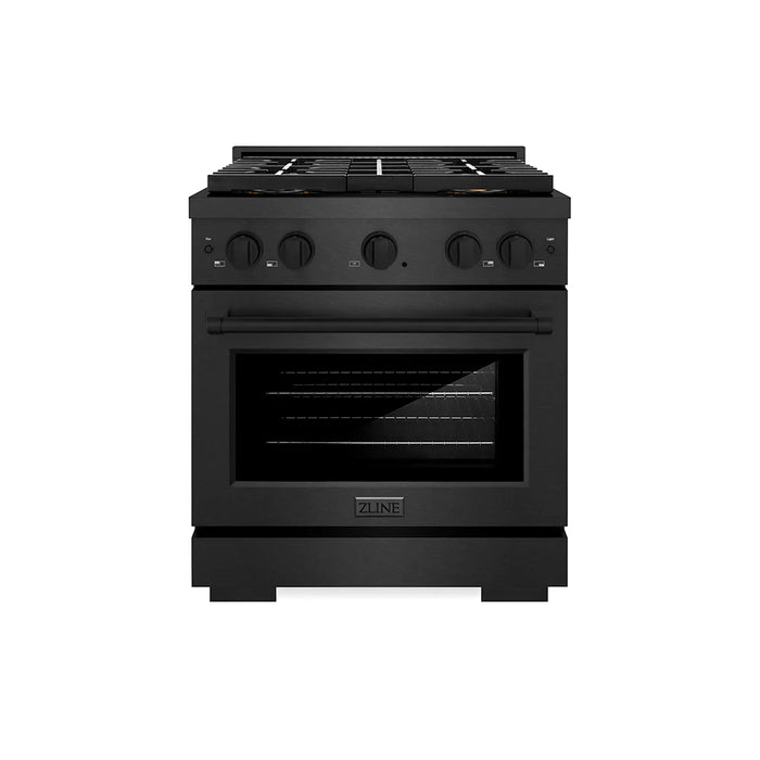 ZLINE 30" Paramount Gas Range, Convection Gas Oven, Black Satin Stainless Steel SGRBS-30