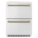 ZLINE Autograph Edition 24" Touchstone 168 Can Outdoor-Rated Dual Refrigerator Drawer, Stainless Steel Doors, Helix Handle RDSOZ-ST-24-KCB