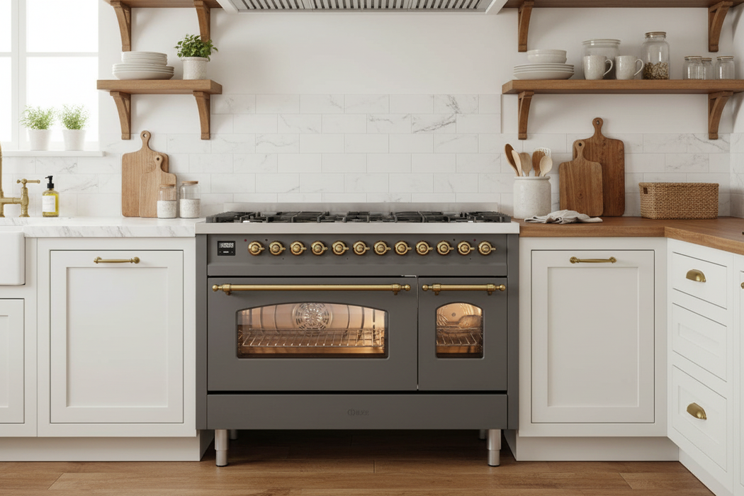 ILVE Nostalgie II Limited Edition 48" Dual Fuel Range Matte Graphite UP488NMPMGG