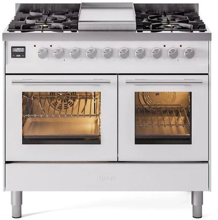 ILVE 40"Professional Plus Dual Fuel Range, White UPD40FWMPWH