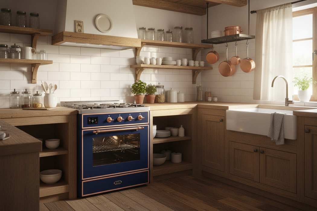 ILVE 30"Majestic II Induction Range, Midnight Blue, Copper Trim UMI30NE3MBP