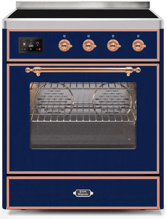 ILVE 30"Majestic II Induction Range, Midnight Blue, Copper Trim UMI30NE3MBP