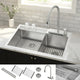 FORNO ACQUA 33" Drop-In/Undermount Stainless Steel Sink Faucet & Waterfall H-XN30