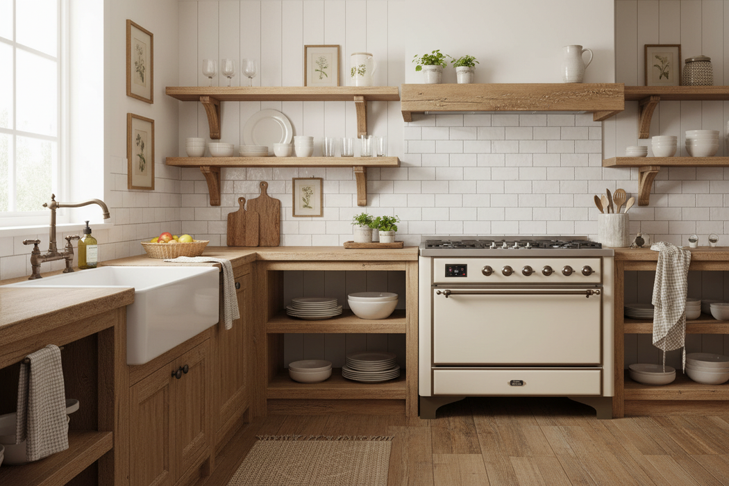 ILVE Majestic 36" Induction Range Antique White Bronze Trim UMI09QNS3AWB