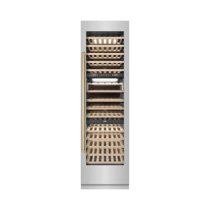 ZLINE 24"Triple Zone 100 Bottle Column Wine Cooler, Stainless Steel Polished Gold RCWVZ-304-24-G