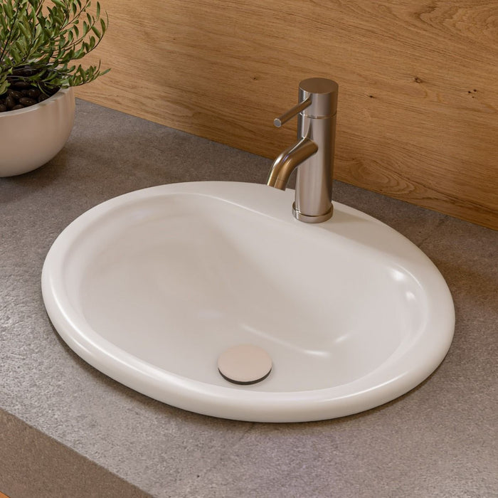 ALFI brand White 21" Oval Drop In Ceramic Sink, Faucet Hole ABC802