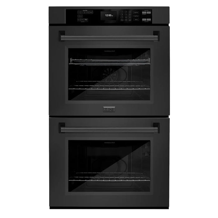 ZLINE 30"Professional True Convection Double Wall Oven, Air Fry, Self Clean Black Stainless Steel WADB-30