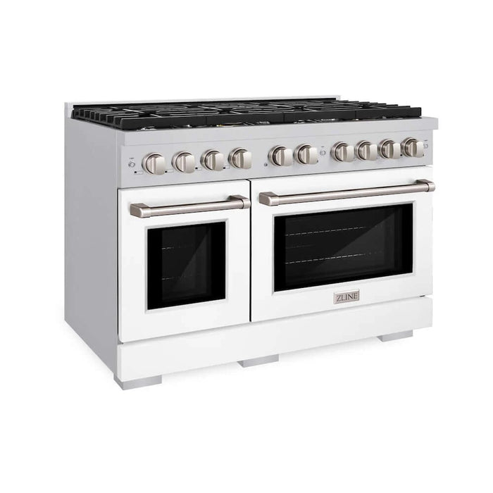 ZLINE 48 In. Gas Range, Stainless Steel, White Matte, SGR-WM-48