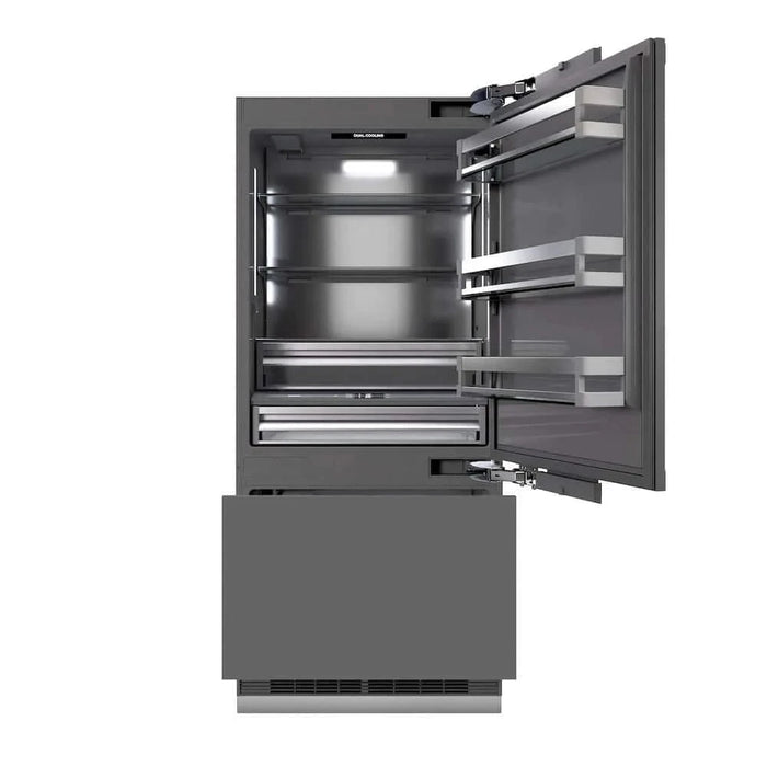 ZLINE 36" Panel Ready Built-In Bottom Freezer Refrigerator,Water Dispenser, Ice Maker,Graphite Gray Matte Black GRBITZ-36-MB