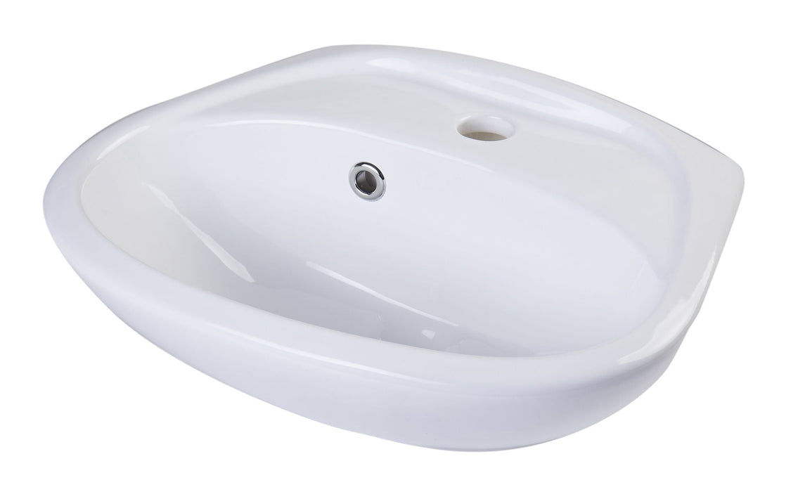 ALFI brand 17 1/4" White Rounded Porcelain Wall Mount Bathroom Sink Basin AB106