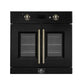 Forno Asti 30" Fr. Door Elec. Wall Oven in Black with Ant. Brass Trim — FBOEL1333-30BLK