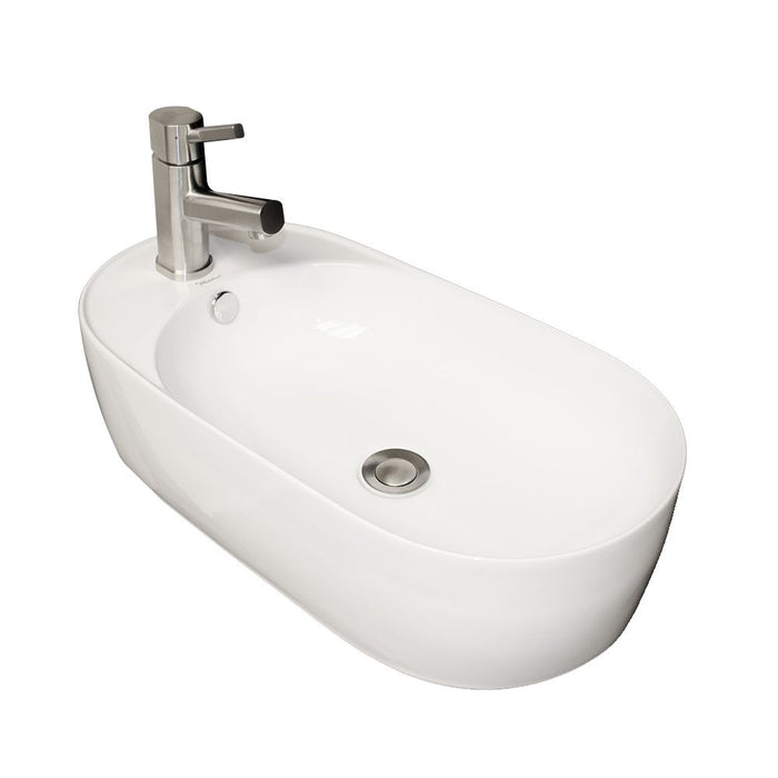 Whitehaus 24" Isabella Oval Above Mount Basin, Integrated Oval Bowl, Center Drain WHKN1016A