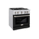 ZLINE 30" Select Gas Range Convection Gas Oven Stainless Steel Black Matte Door HGR-BLM-30