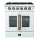 Forno Galiano 30" Fr. Door Freestand. All Gas Range, White, Ant. Brass — FFSGS6444-30WHT