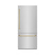 ZLINE 36" Built-In Bottom Freezer Refrigerator,Water Dispenser, Ice Maker, Polished Gold RBITZ-304-36G