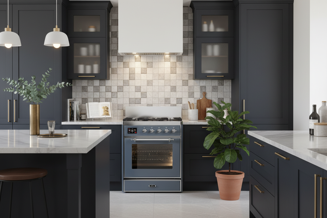 ILVE Majestic III 30" Dual Fuel Range Blue Grey, Chrome Trim UM30NR3BGC