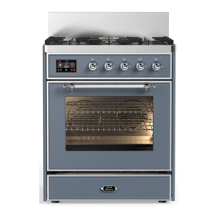 ILVE Majestic III 30" Dual Fuel Range Blue Grey, Chrome Trim UM30NR3BGC