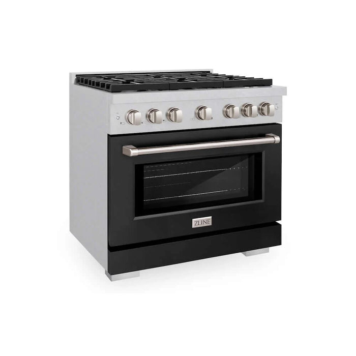 ZLINE 36"Gas Range, Convection Gas Oven, DuraSnow® Black Matte, SGRS-BLM-36