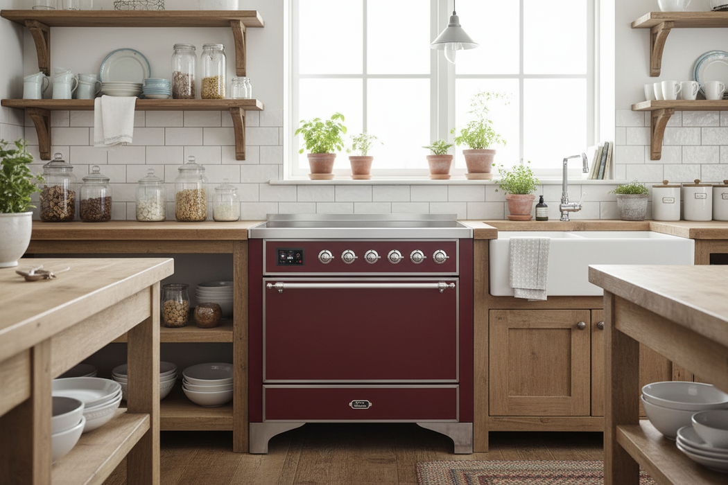 ILVE Majestic II 36" Induction Range Burgundy Chrome Trim UMI09QNS3BUC