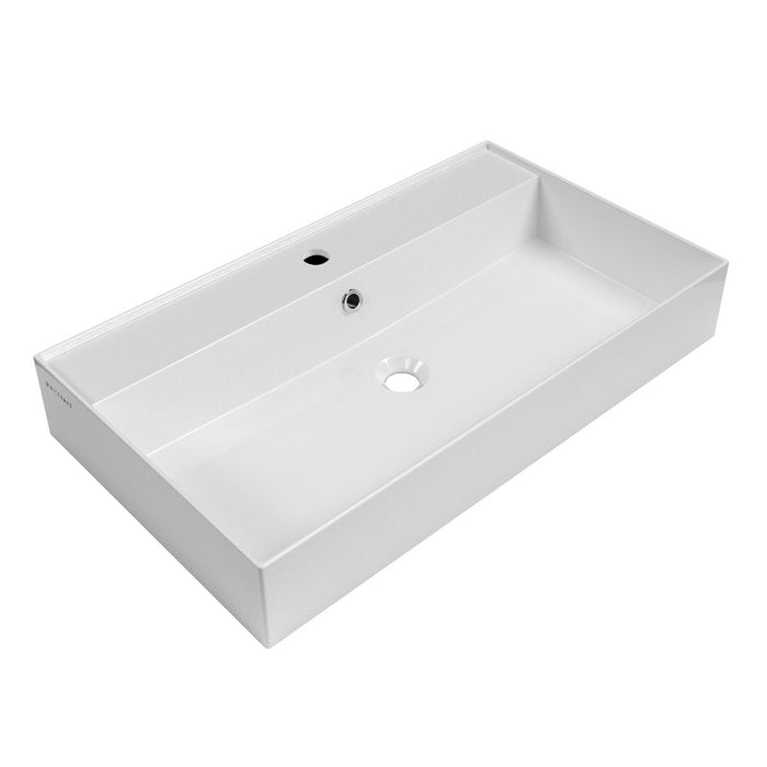 Whitehaus 32" Rectangular Wall Mount Basin, Single Faucet, Overflow B-AG81-1H