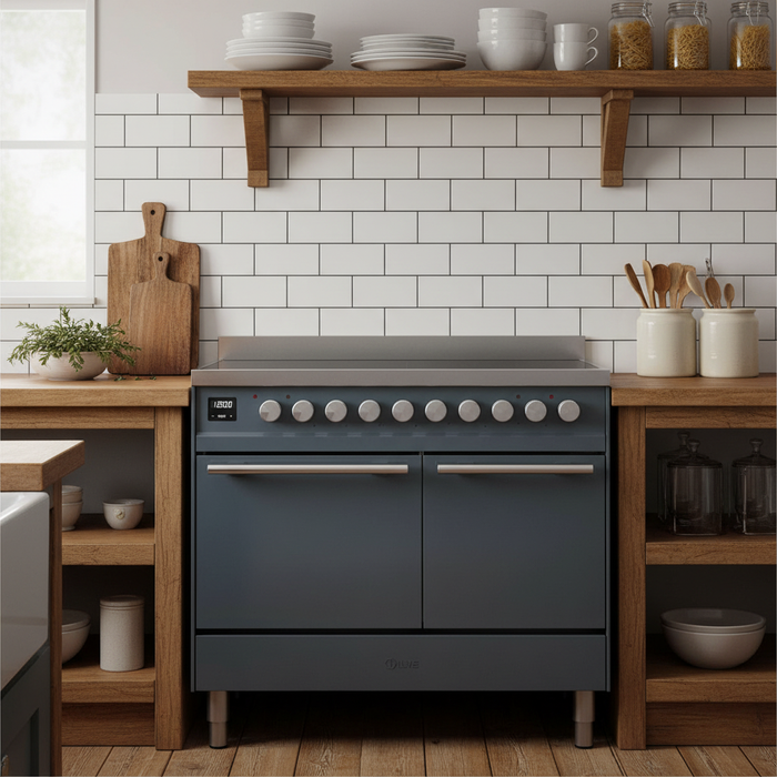 ILVE 40"Professional Plus Induction Range, Blue Grey UPDI406QMPBG