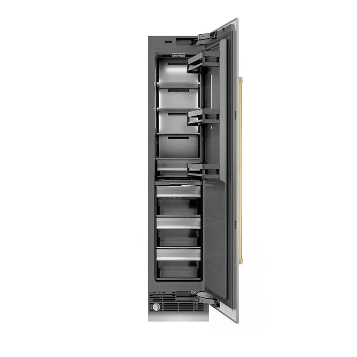 ZLINE 18" Right Hinge Column Freezer Stainless Steel, Graphite Gray Interior Polished Gold RCFVRZ-30418-G