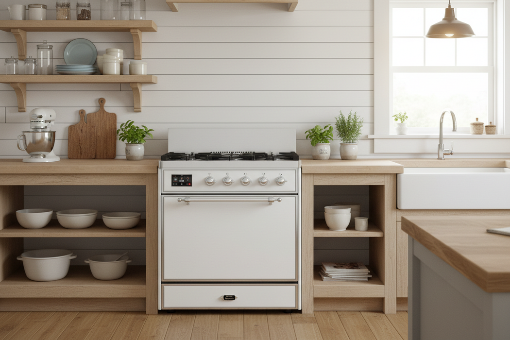 ILVE Majestic III 30" Dual Fuel Range, White Chrome Trim UM30QNR3WHC